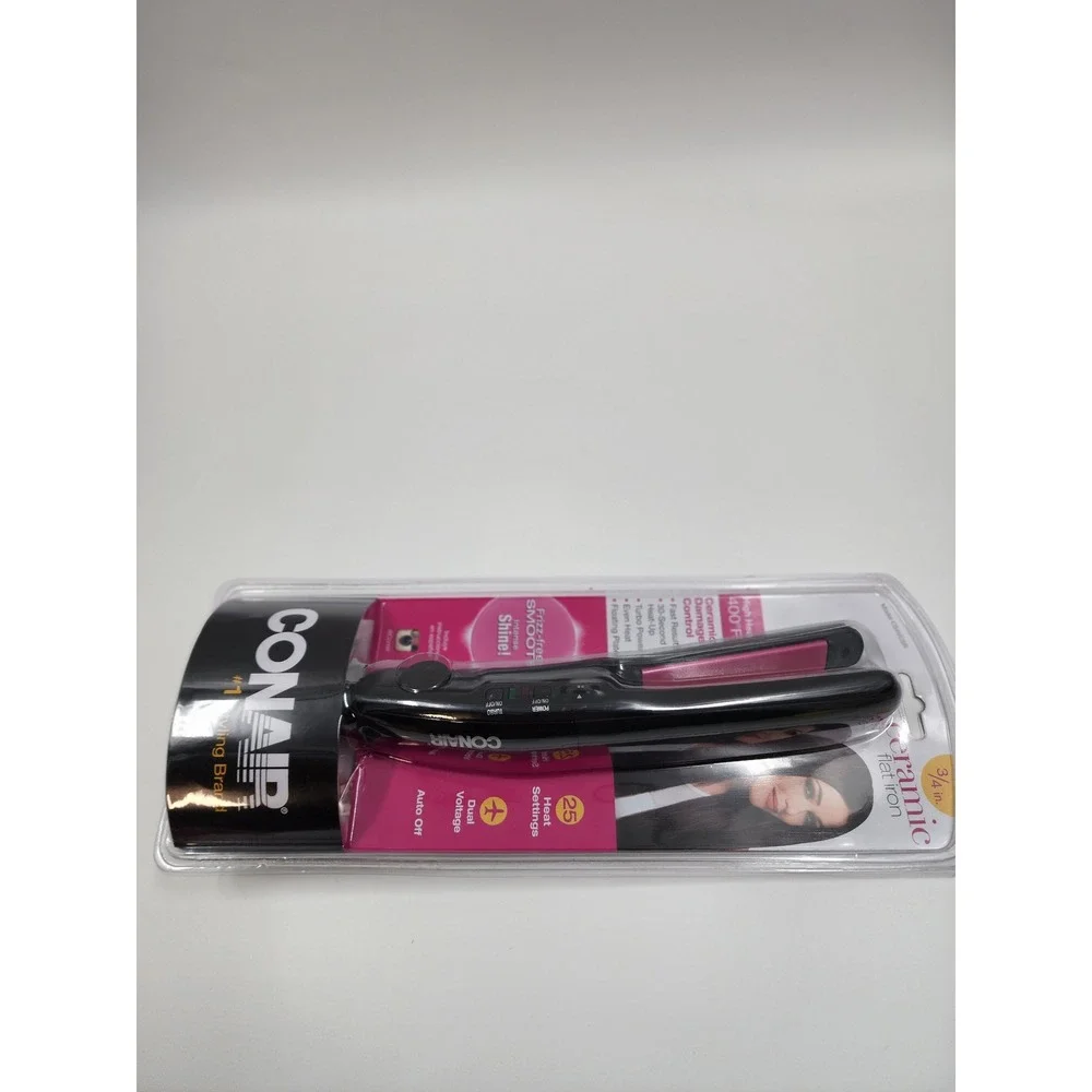 Conair Ceramic FlatIron 3/4 Inch Hair StraightenerBlack CS4VCSR 400F DualVoltage